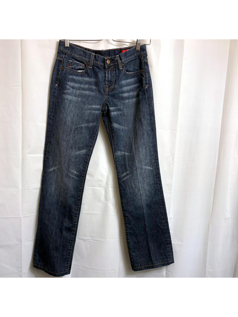 Seven7 Women's Bootcut Jeans Dark Wash Distressed Denim Size 28